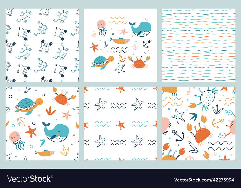 Collection of seamless patterns and prints Vector Image Collection of seamless patterns and prints
