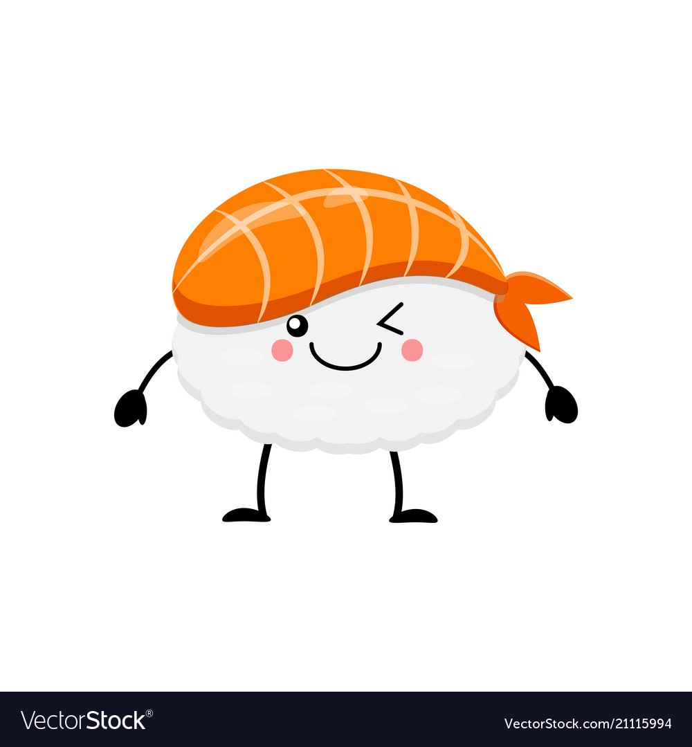 Cute cartoon sushi character kawai sushi Vector Image