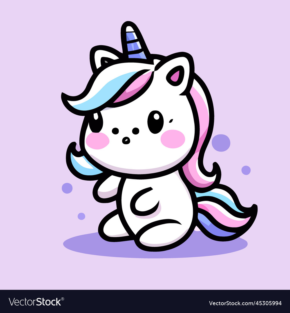 Cute unicorn unicorn kawaii chibi drawing style Vector Image