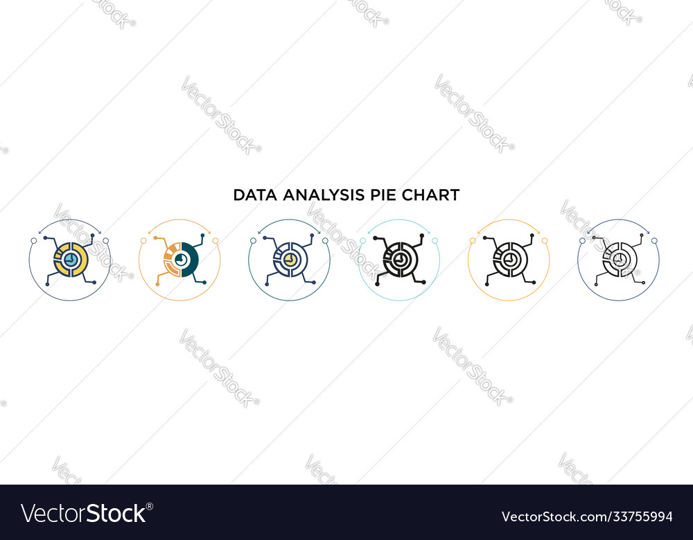 Data analysis pie chart icon in filled thin line