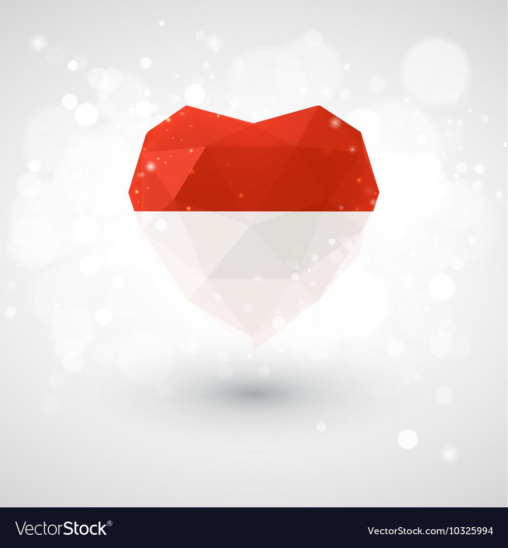 Flag of monaco in shape diamond glass heart