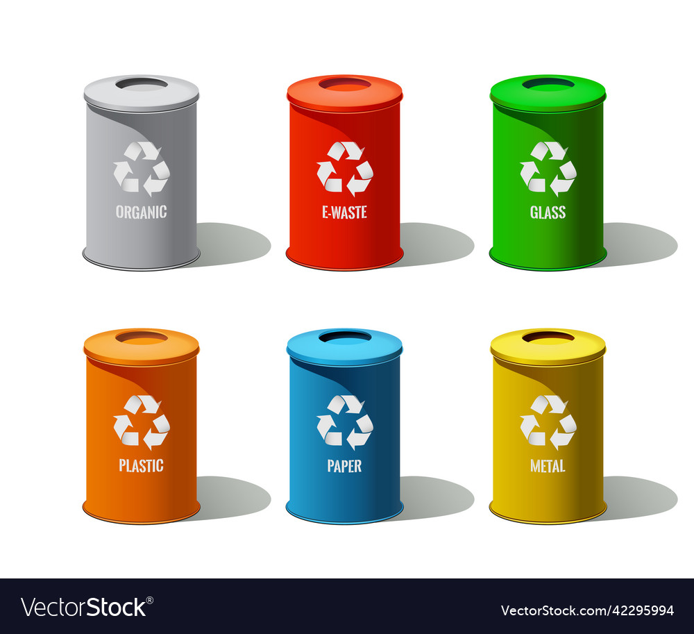 Garbage can set isolated on white background vector image Garbage can set isolated on white background