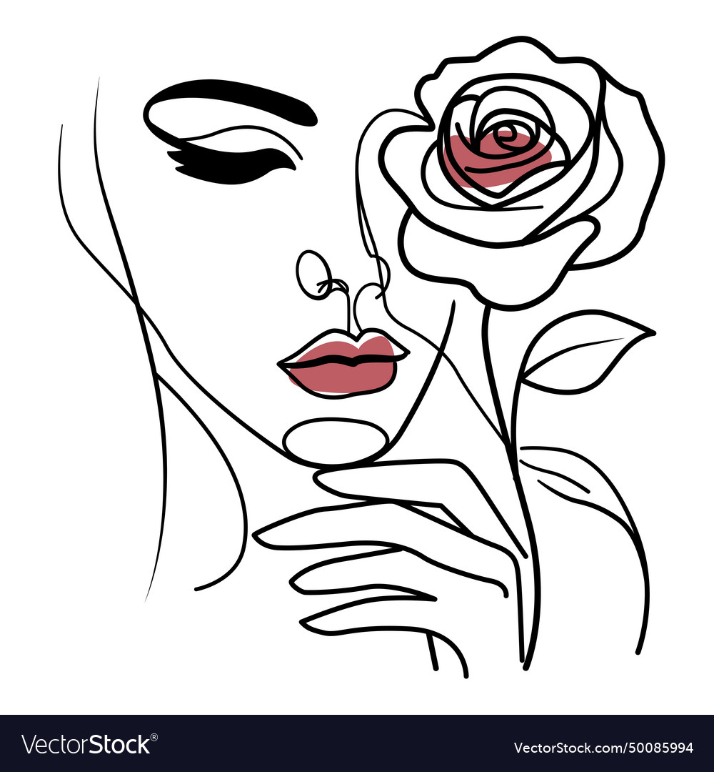 Girl with a rose line