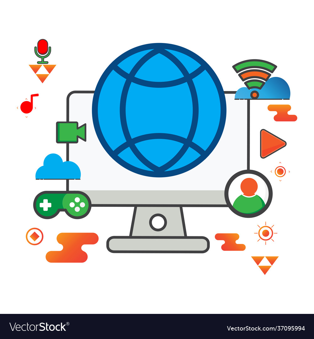 Global computer flat icon can use vector image Global computer flat icon can use