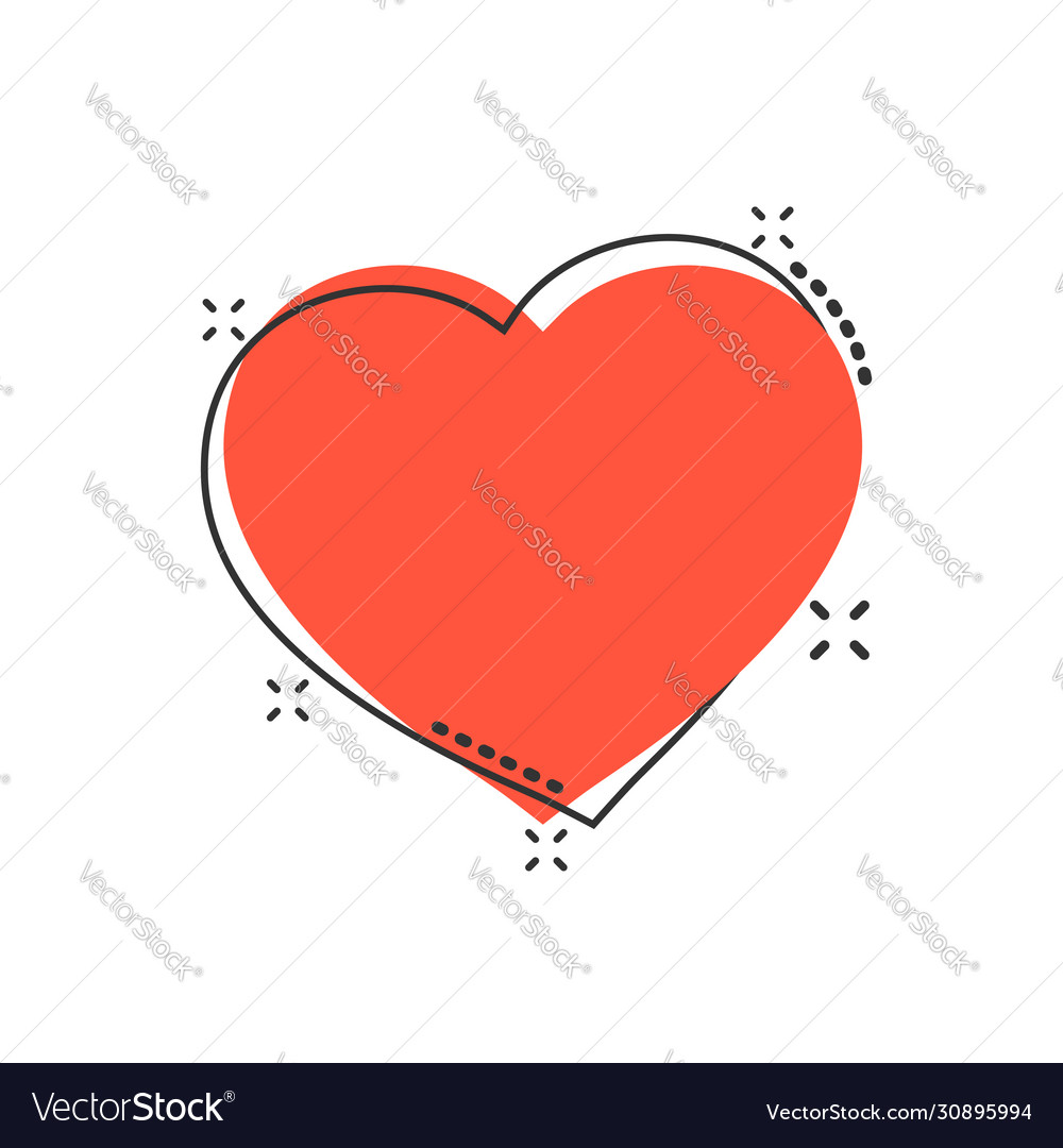 Heart icon in comic style love cartoon on white Vector Image