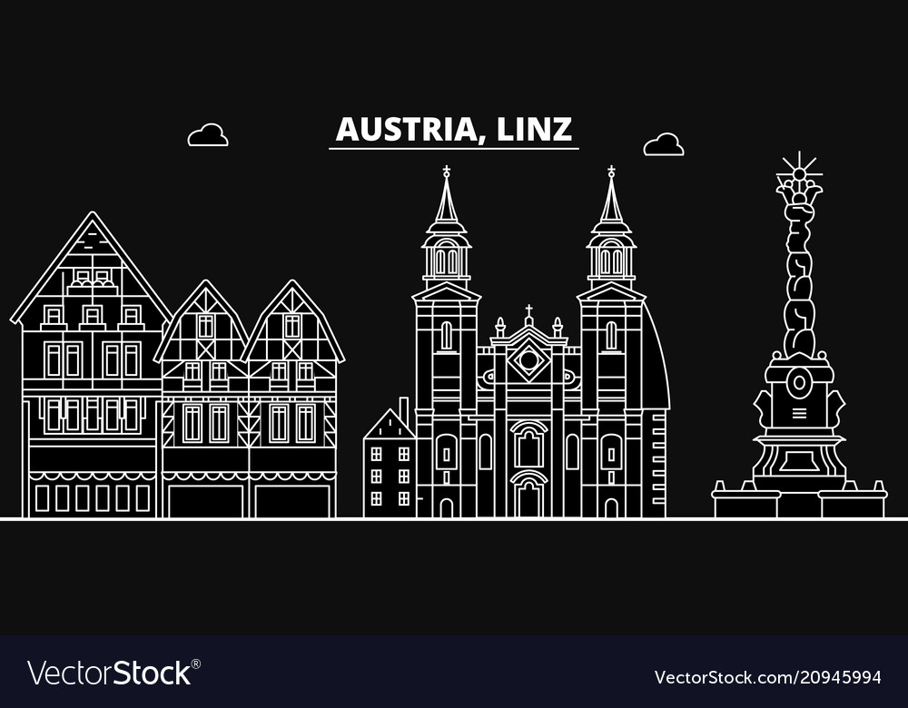 Linz silhouette skyline austria