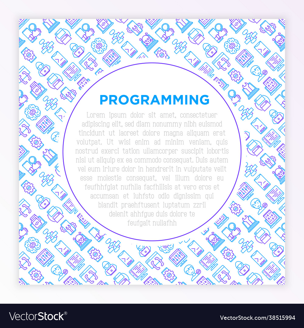 Programming concept with thin line icons