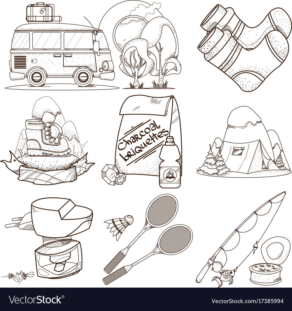 Set in the tourism theme travel logos coloring Vector Image