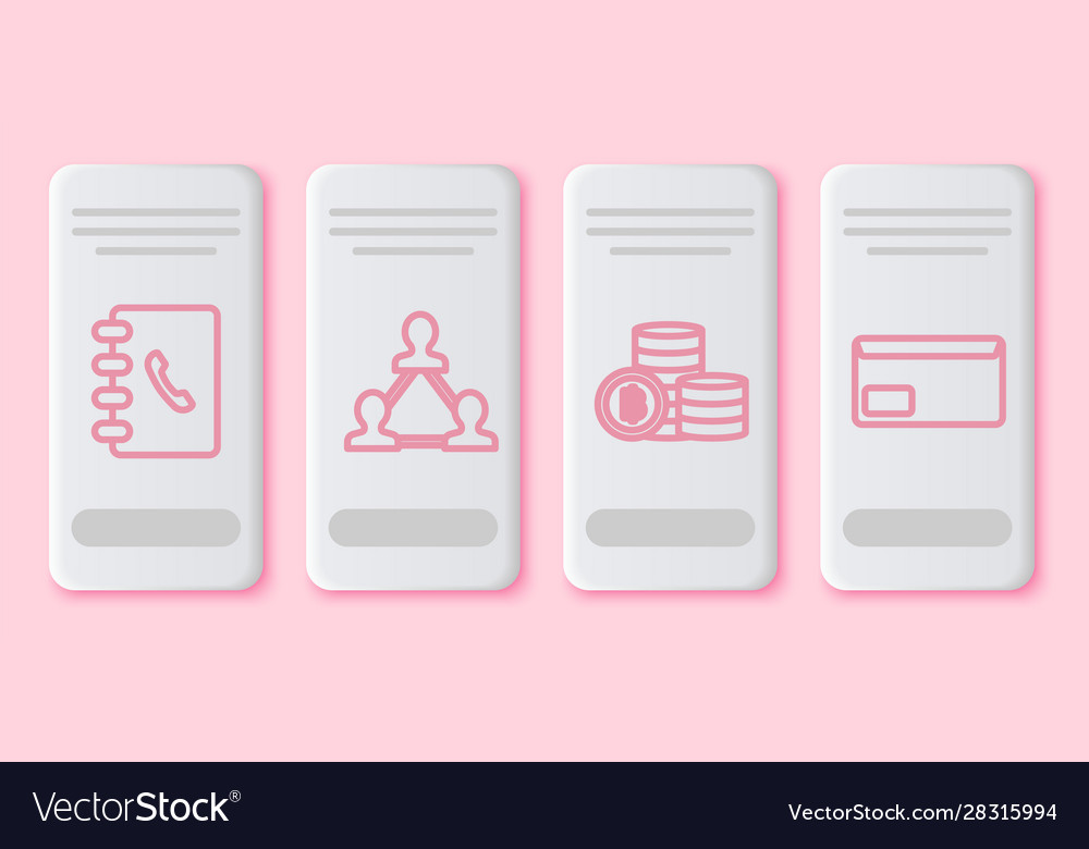 Set line address book project team base vector image Set line address book project team base