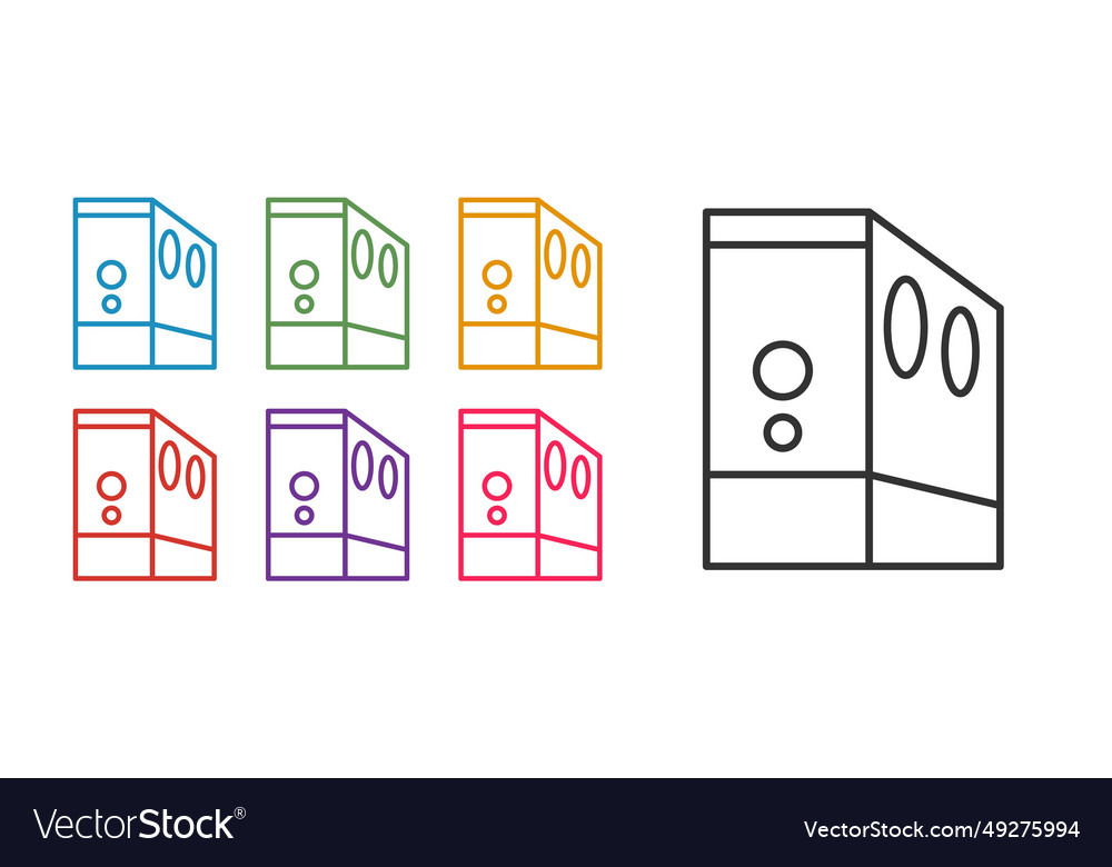 Set line case of computer icon isolated on white