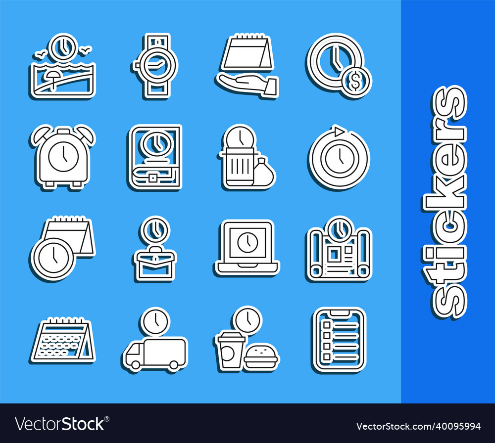 Set line to do list or planning project time vector image Set line to do list or planning project time