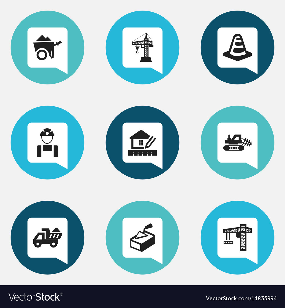 Set of 9 editable building icons includes symbols