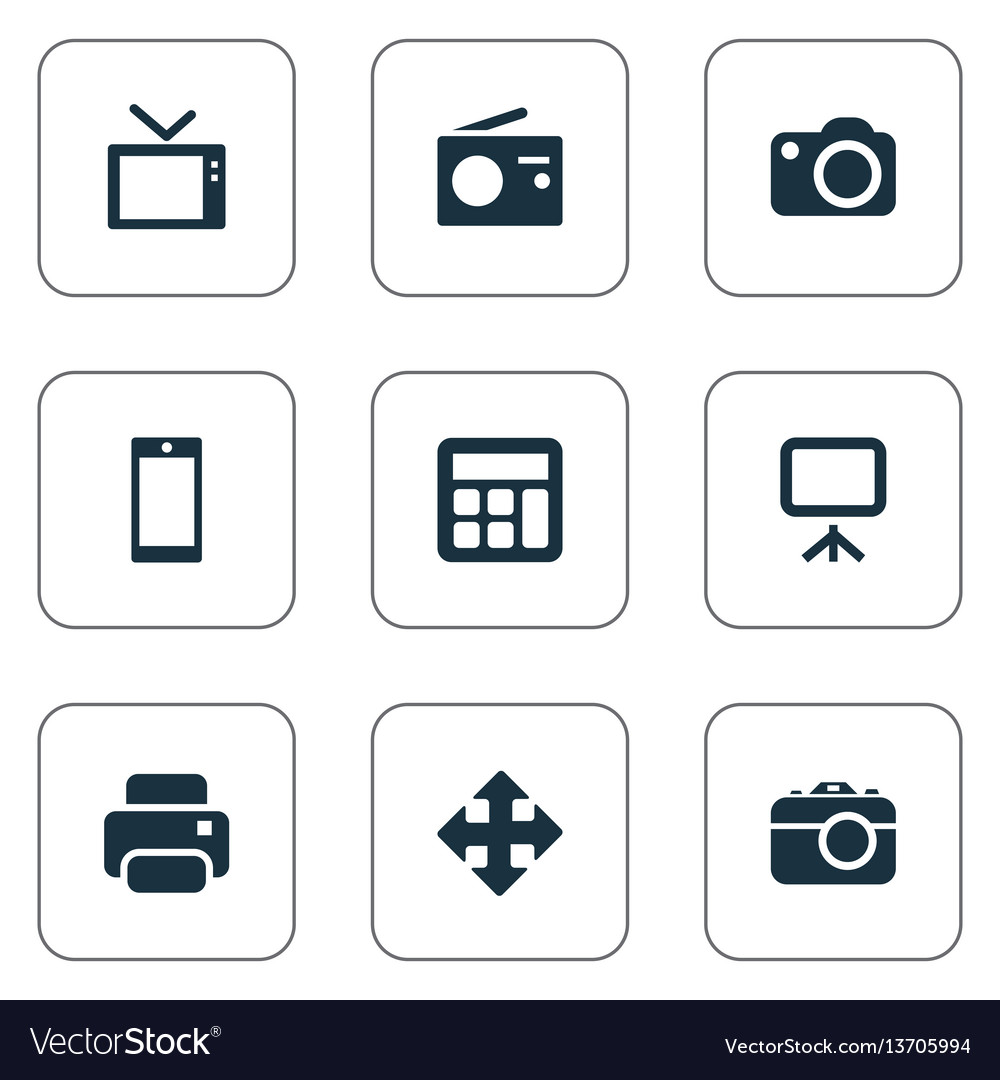 Set of simple hardware icons Vector Image Set of simple hardware icons