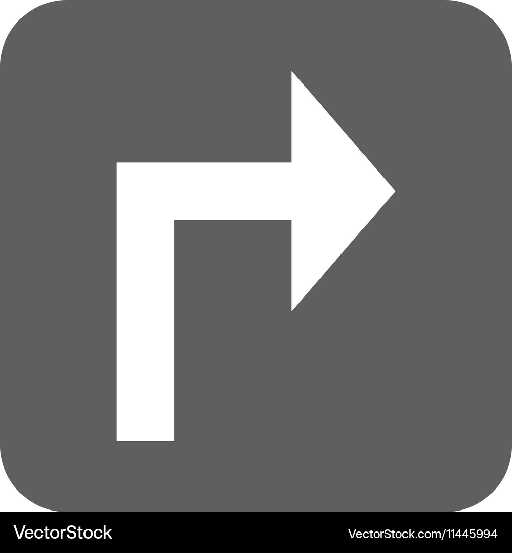 Turn right flat squared icon Royalty Free Vector Image