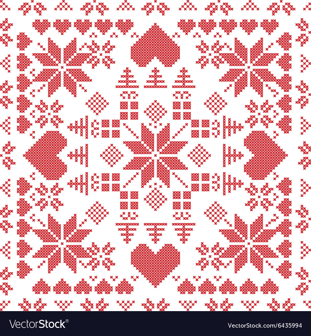 Xmas pattern in square shape red