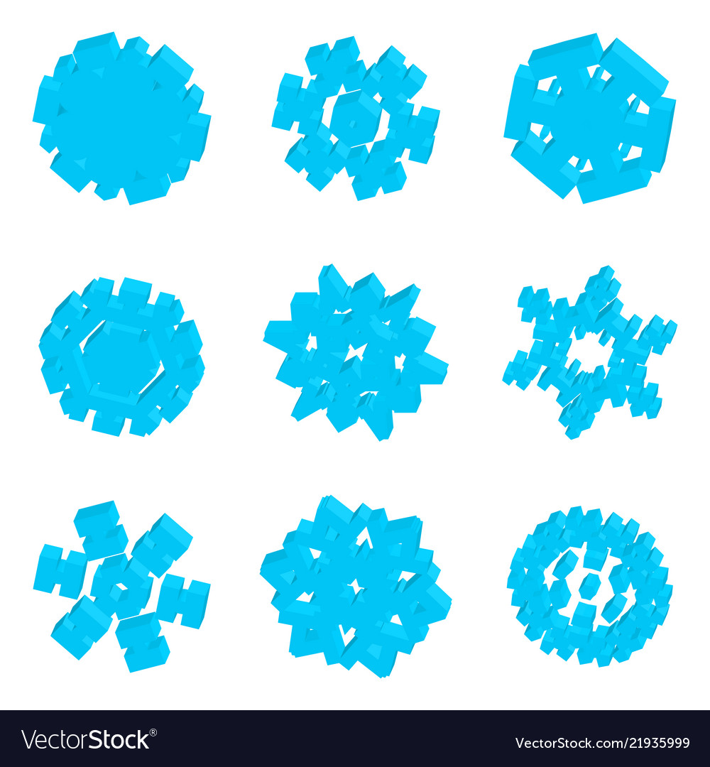 3d isometric snowflake icon with various vector image 3d isometric snowflake icon with various