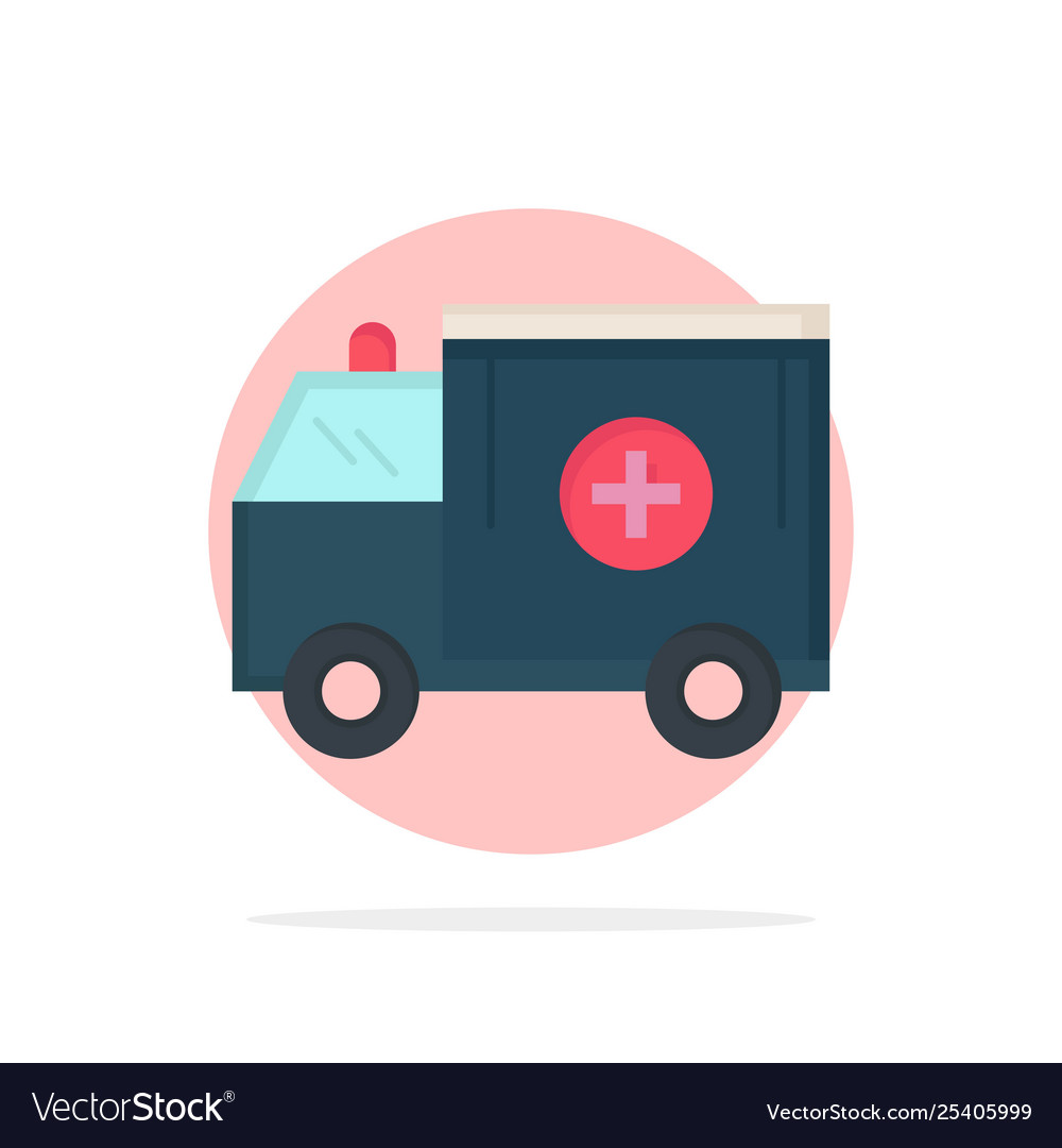 Ambulance truck medical help van flat color icon