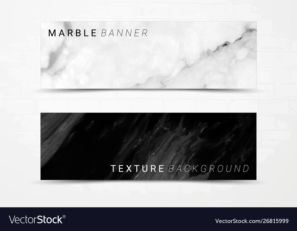 Banner template black and white marble texture Vector Image Banner template black and white marble texture
