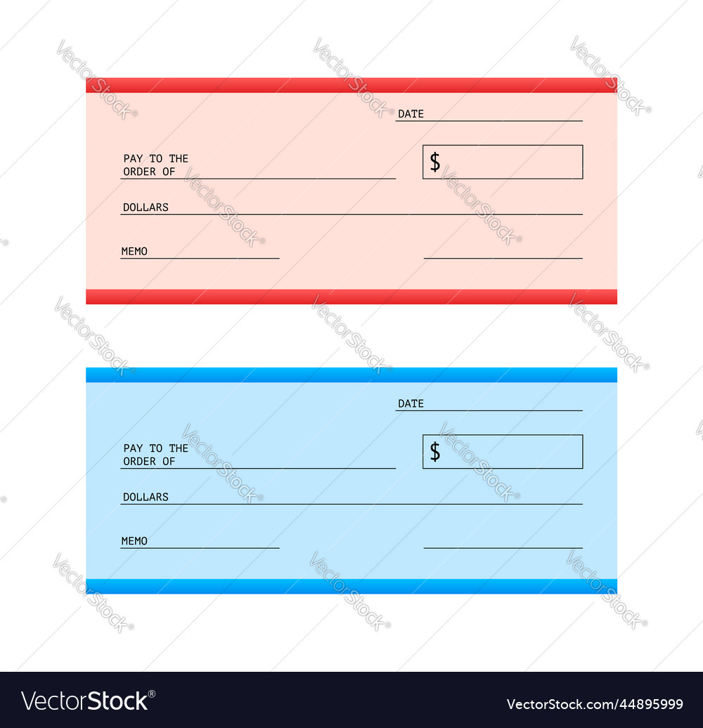 Blank check financial payment chequebook Vector Image