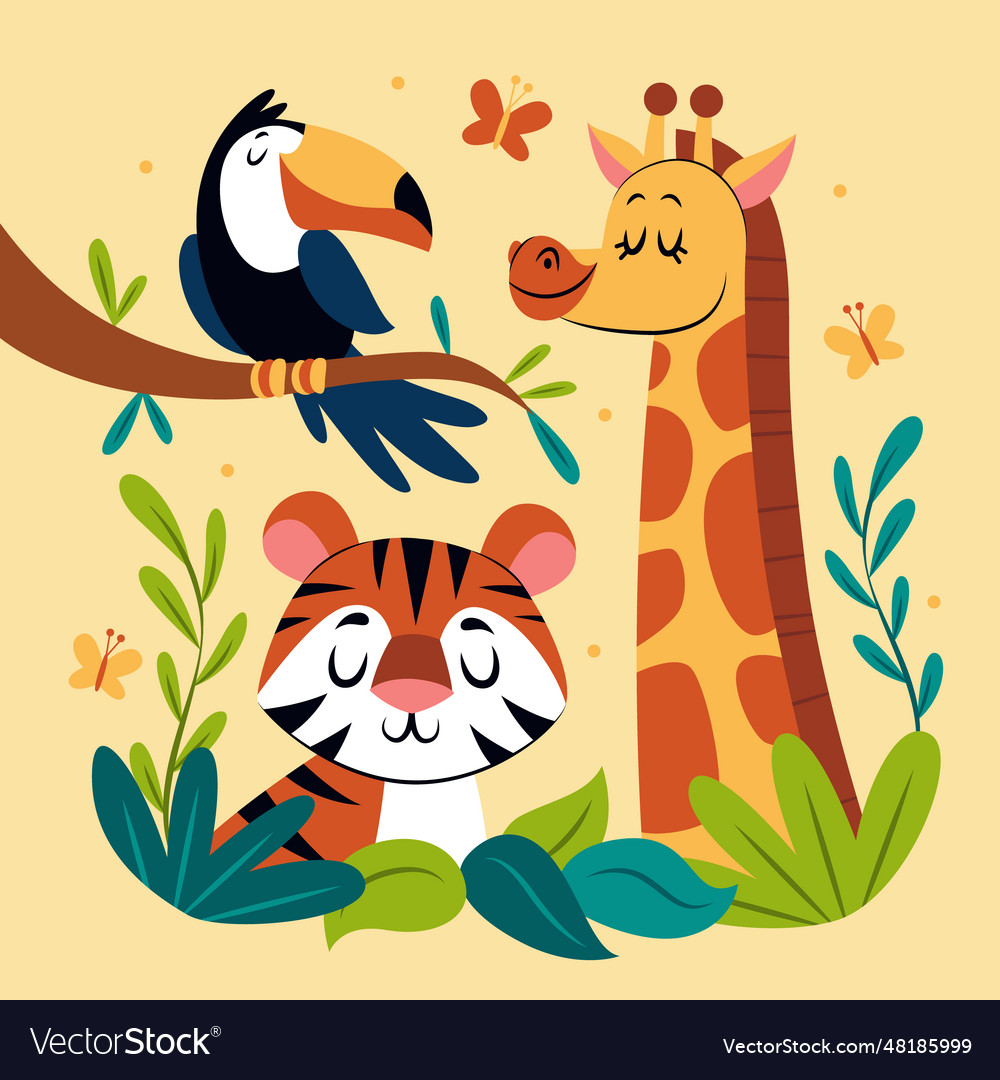 Flat design wild animals