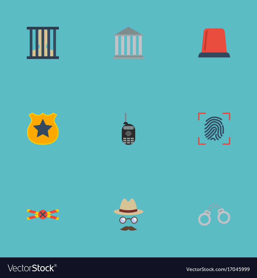 Flat icons thumbprint inspector building