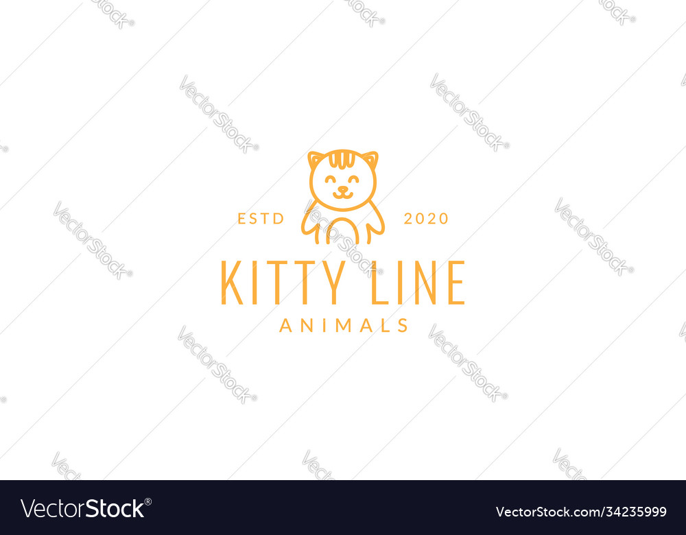 Little cat or kitten kitty pet line happy