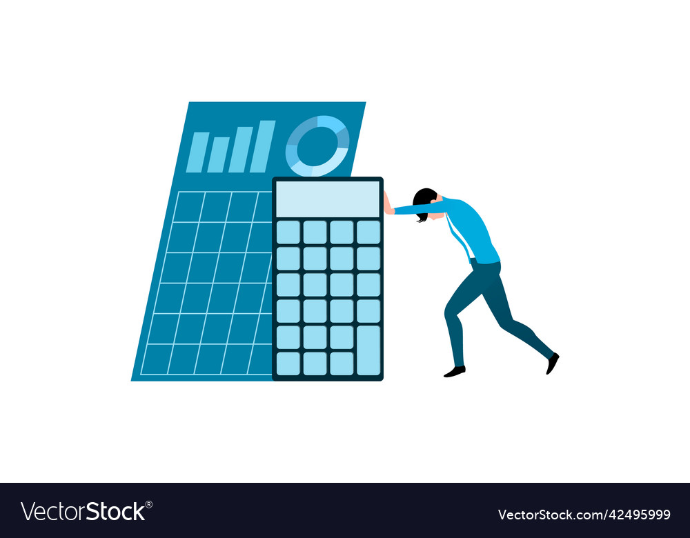 Man with analysis chart and calculator business Vector Image Man with analysis chart and calculator business
