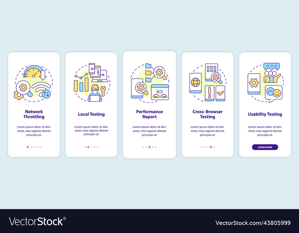 Mobile first design testing onboarding app vector image Mobile first design testing onboarding app