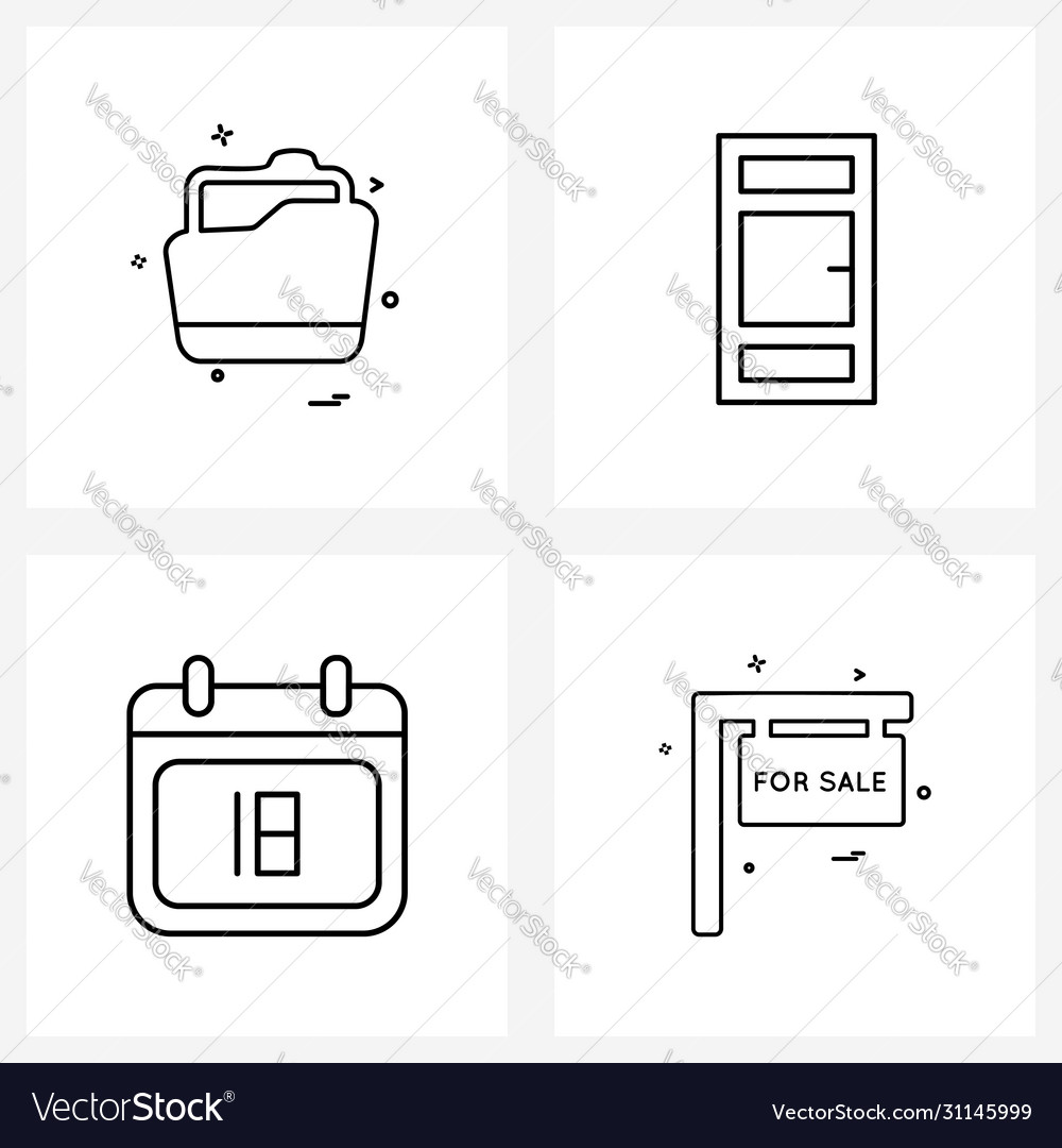 Modern style set 4 line pictograph grid based