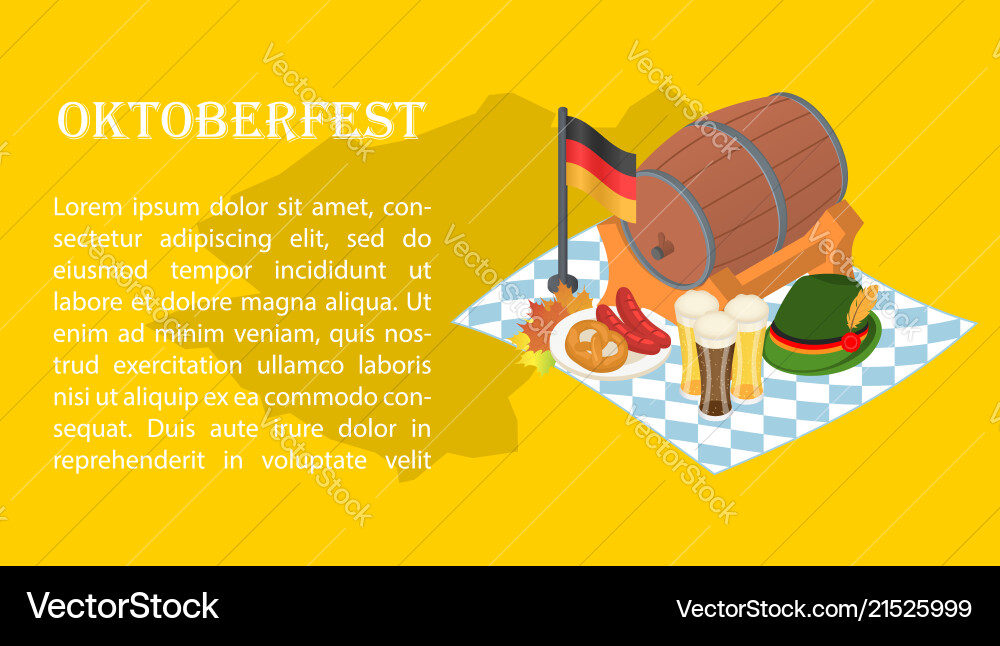 October Fest Beer Banner Concept Isometric Style Vector Image