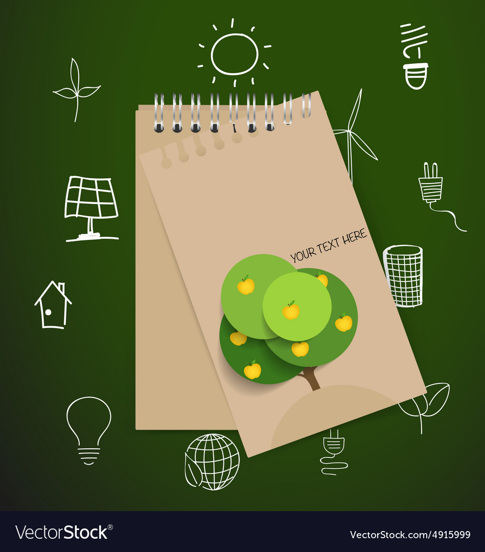 Paper note with ecology and environment icons