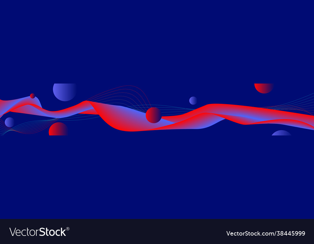 Red wavy line with gradient circles on a dark