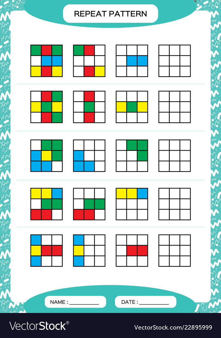 Repeat pattern cube grid with colorful squares vector image Repeat pattern cube grid with colorful squares