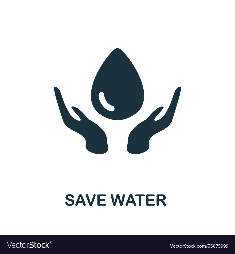 Save water icon simple element from global