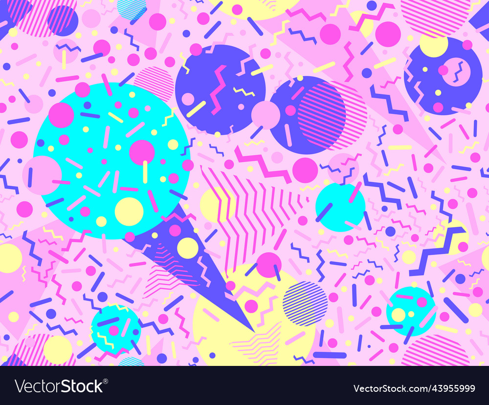 Seamless pattern with geometric shapes in memphis vector image Seamless pattern with geometric shapes in memphis
