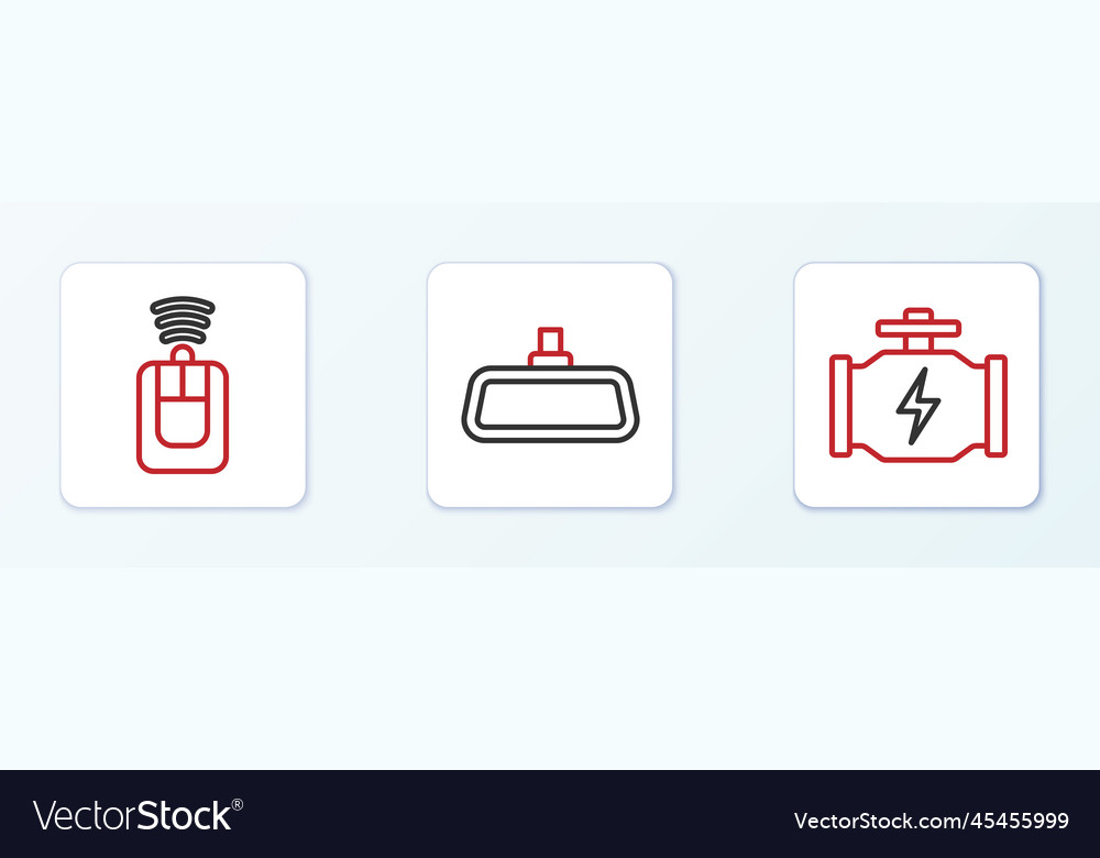 Set line check engine car key with remote Vector Image Set line check engine car key with remote