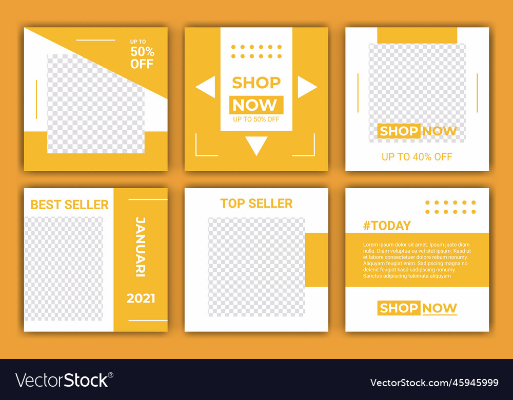 Set of editable minimal square banner ig feed