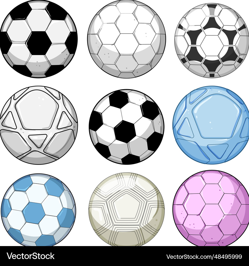 Soccer ball set cartoon Royalty Free Vector Image