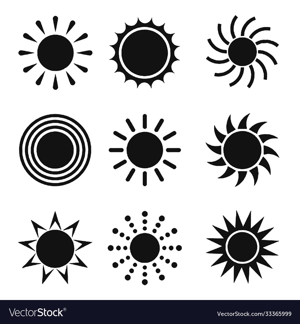 Sun shapes set isolated on white background vector image Sun shapes set isolated on white background