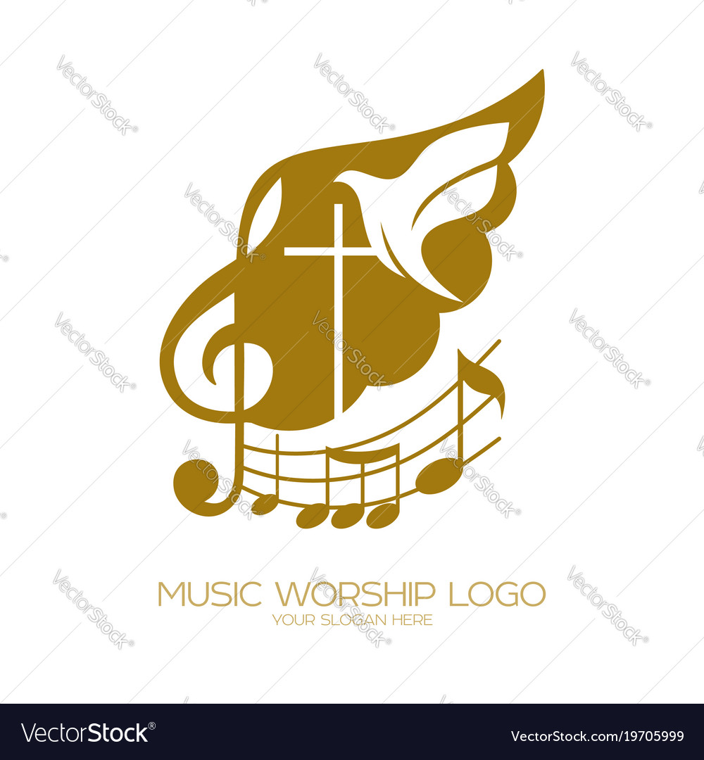 the cross of jesus the treble clef and dove vector image music clef