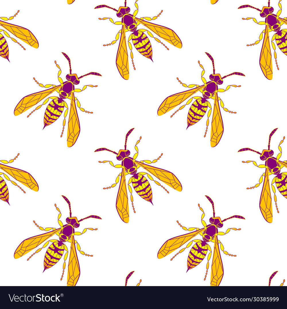 Wasp insect seamless pattern dangerous design vector image Wasp insect seamless pattern dangerous design