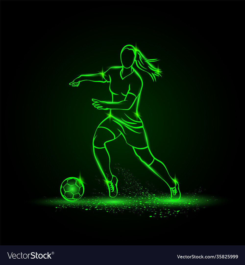 Women soccer player dribbling with ball vector image Women soccer player dribbling with ball