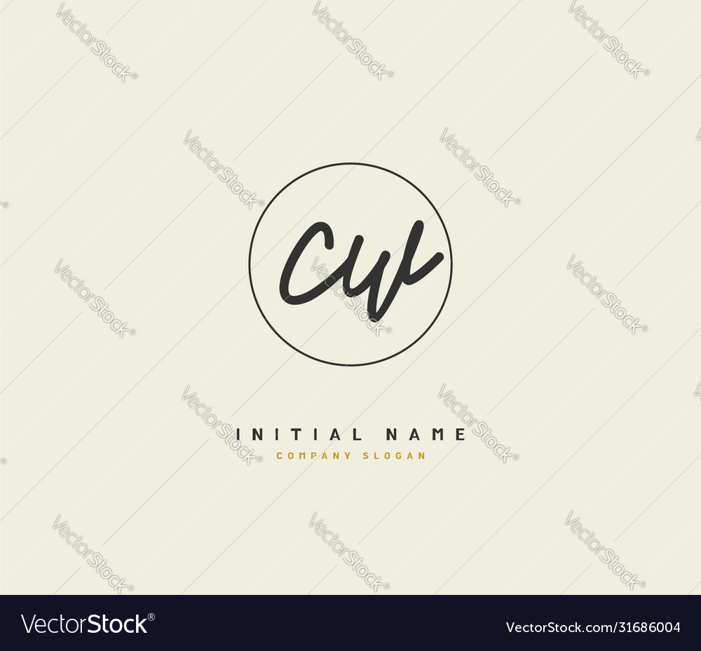 C w cw beauty initial logo handwriting