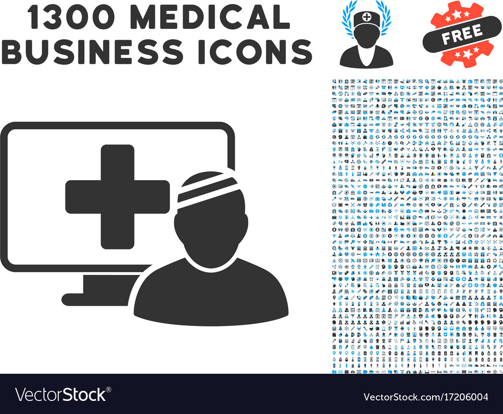 Computer patient icon with 1300 medical business