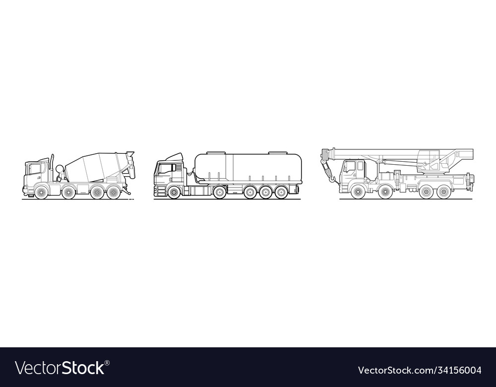 Contour set mixer truck crane on a white