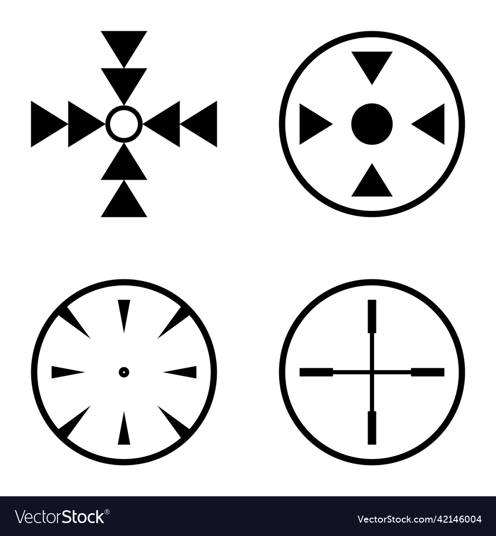 Crosshairs2 flat icon set isolated on white Vector Image