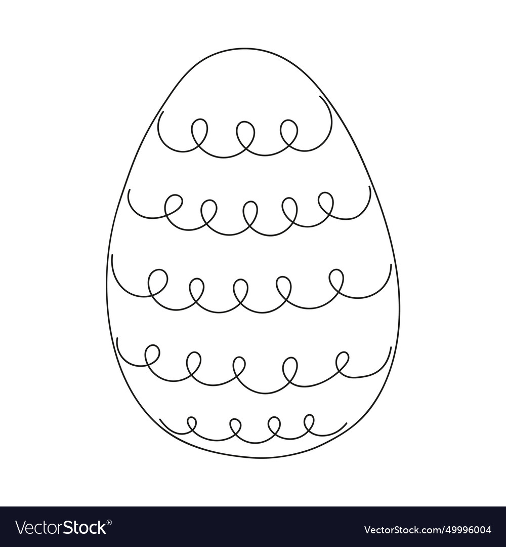 Easter egg with pattern continuous one line vector image Easter egg with pattern continuous one line