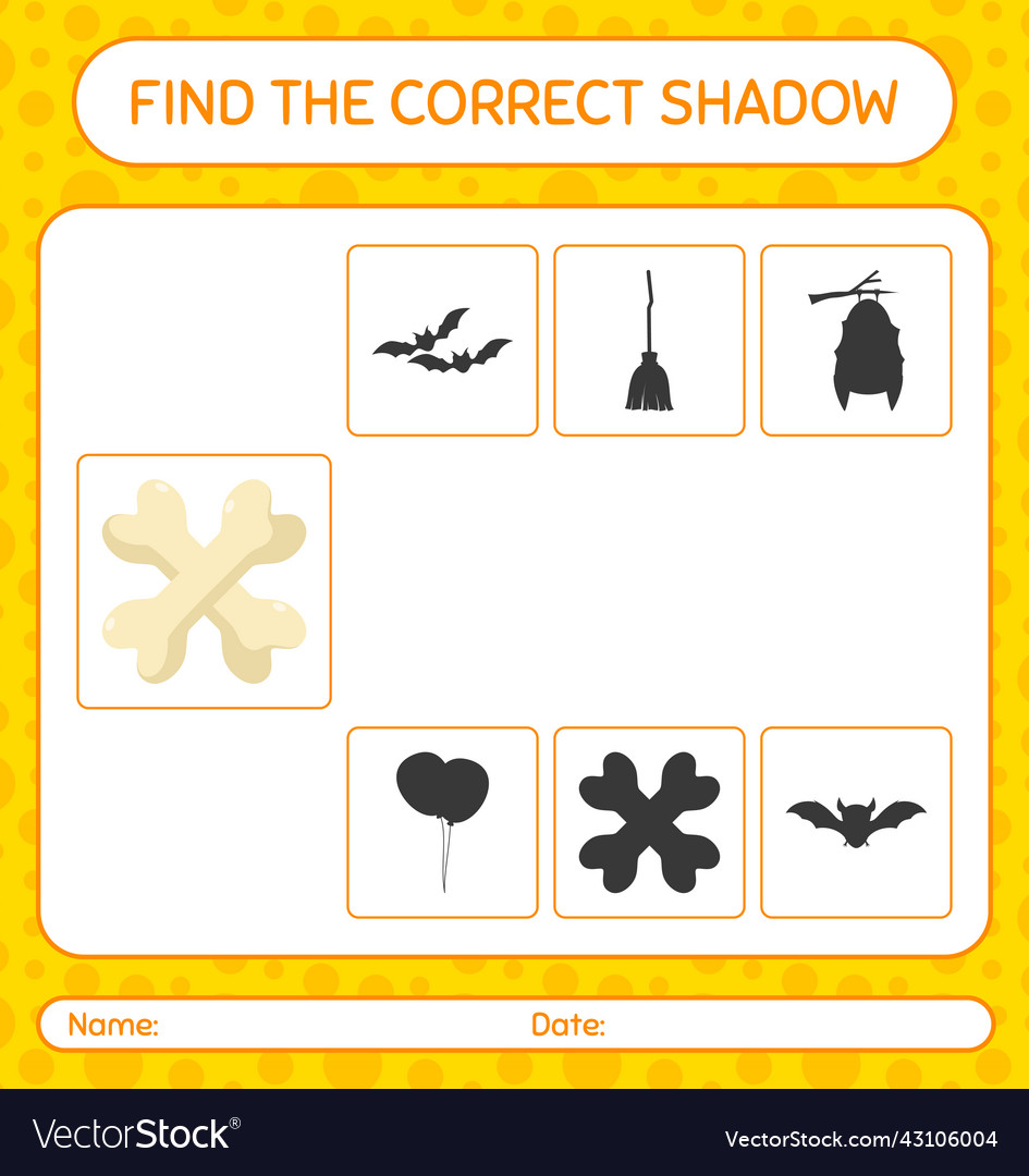 Find the correct shadows game with bone worksheet
