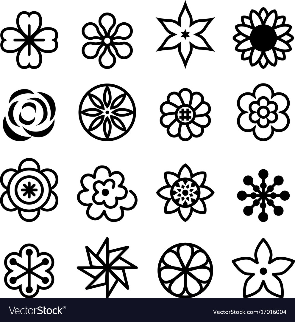 Flower icon set Royalty Free Vector Image - VectorStock