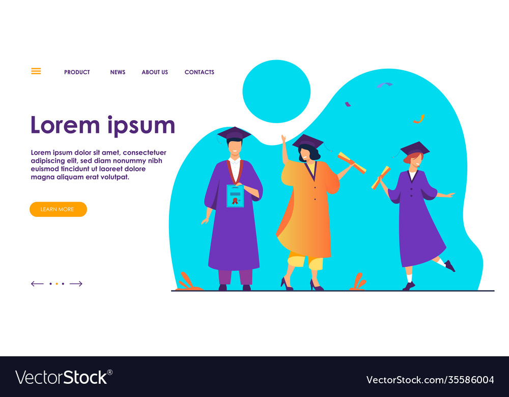 Happy diverse students celebrating graduation Vector Image